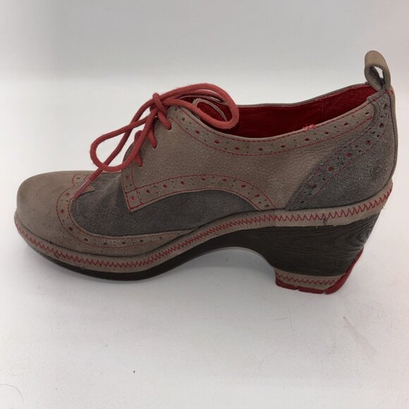 JAMBU Seattle Lace-Up Wing Tipped Heeled Oxford, Dark Charcoal/Red Accents, 6M - Picture 8 of 11
